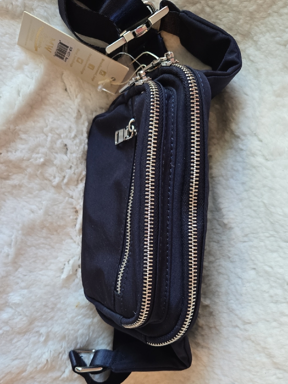 Ladies Navy Canvas Waist Bag with Adjustable Strap - Picture 2 of 11
